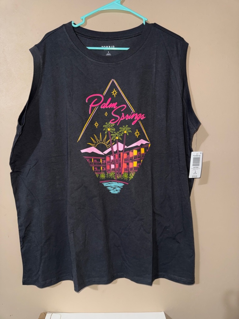 Torrid Black Palm Springs Graphic Muscle Tank